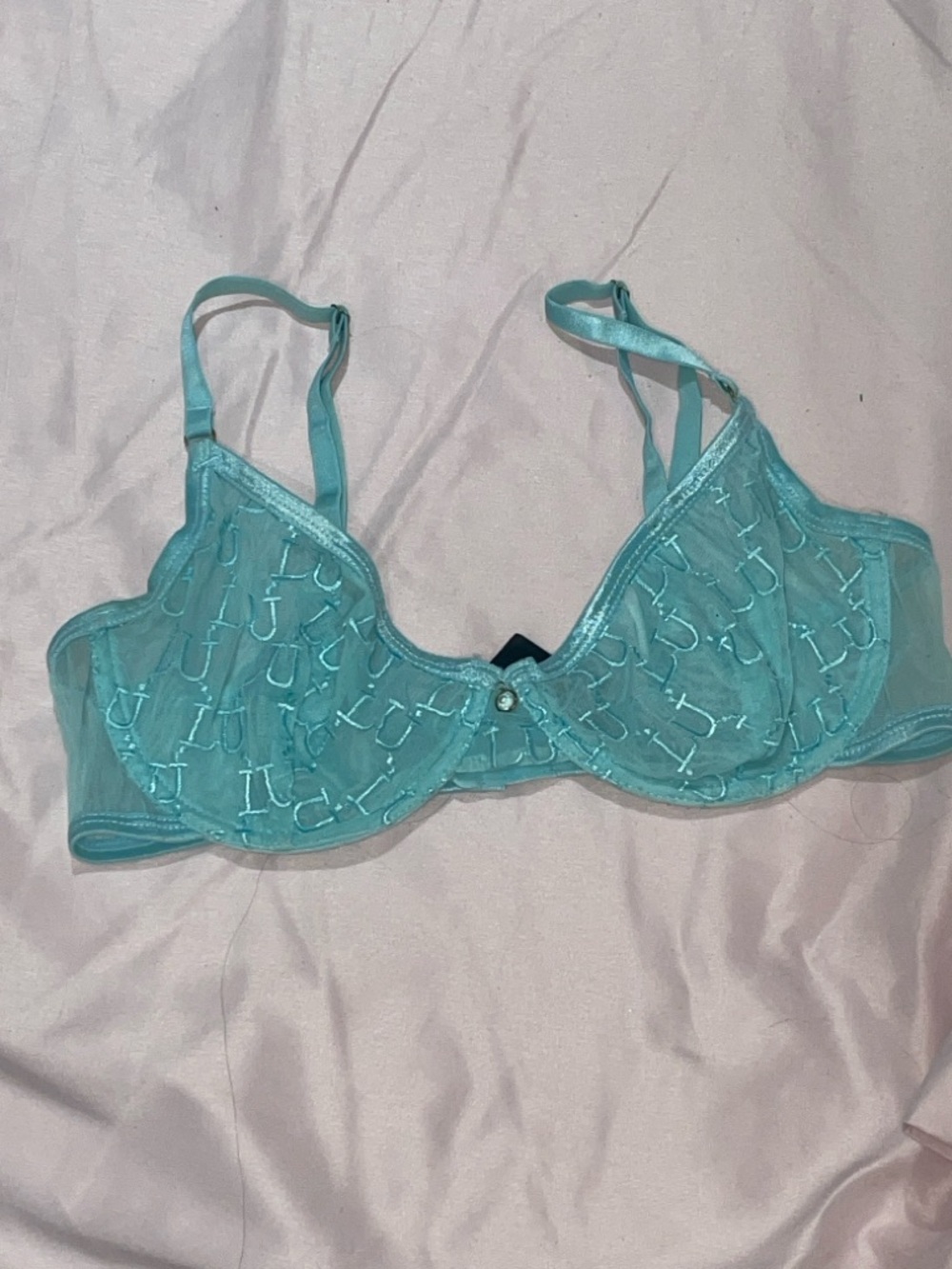 Sheer Aqua Embroidered Underwire Bra - Women Intimates